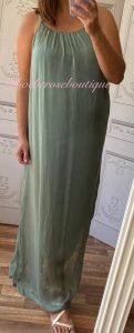Lux Silk Maxi Dress - Khaki