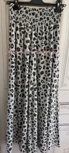 Lepo Print Wide Leg Elastic Waist Trousers - Stone