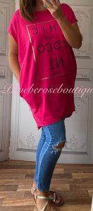 Chic Like ... Stretch Jersey Cap Sleeve Pocket Tunic Top - Fuschia