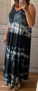 Lux Tie Dye Maxi Dress - Black