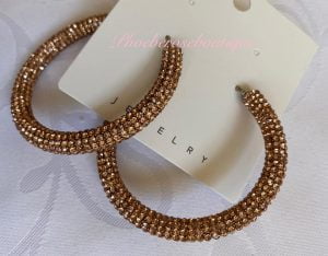 Sparkly Diamante Large Hoop Earings - Rose Gold