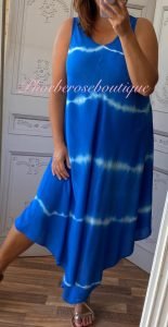 Tie Dye Hanky Hem Dress - Royal Blue