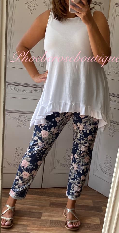 Soft Jersey Pocket Print Joggers - Navy Floral - Image 3