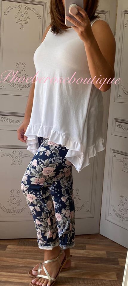 Soft Jersey Pocket Print Joggers - Navy Floral - Image 4
