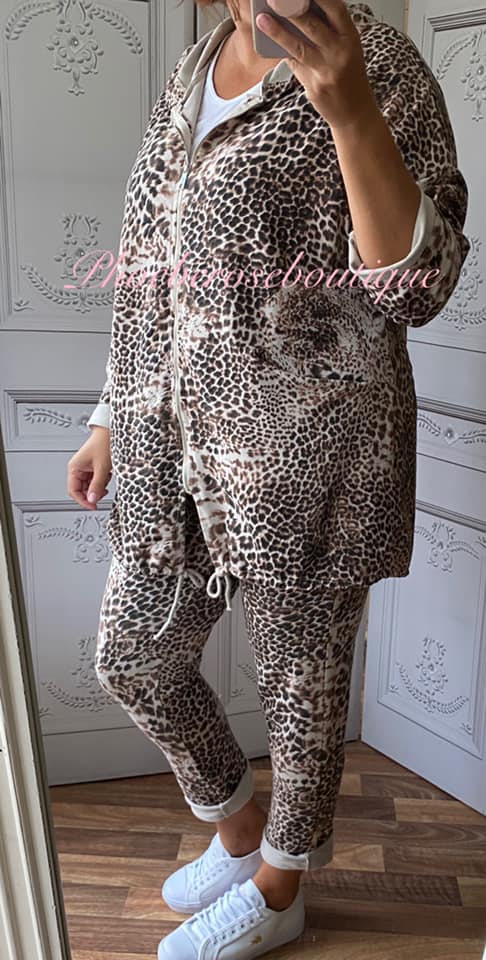 Lux Animal Print Hooded Jacket Trouser Suit - Image 3