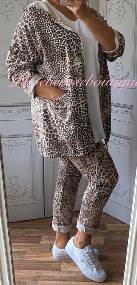 Lux Animal Print Hooded Jacket Trouser Suit