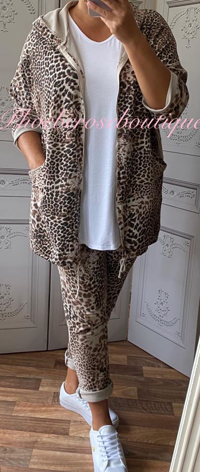 Lux Animal Print Hooded Jacket Trouser Suit