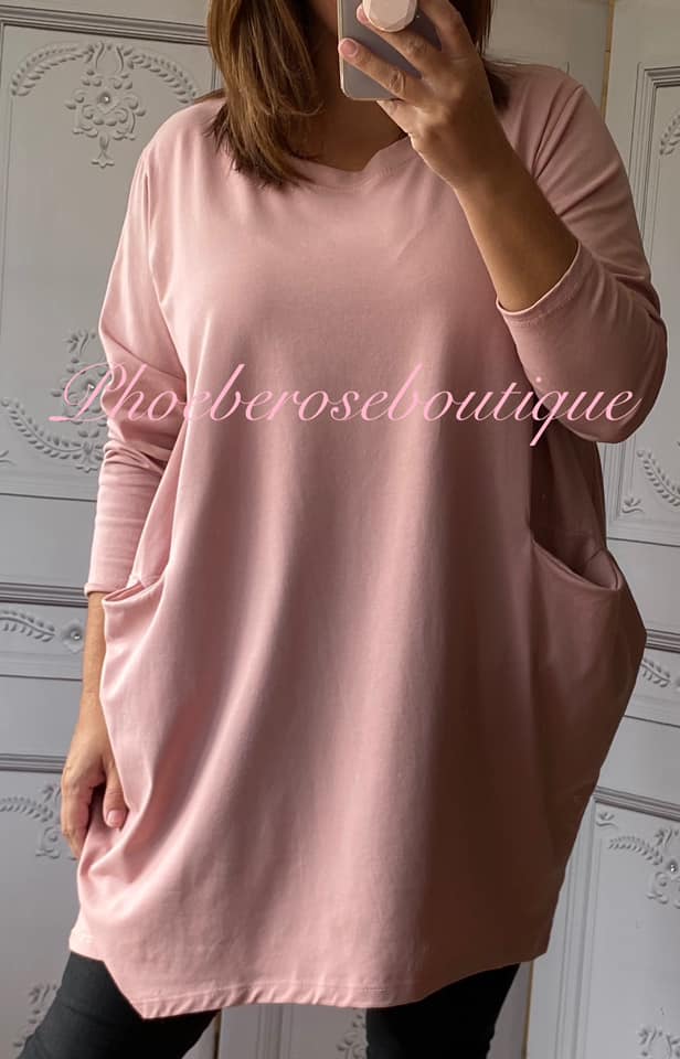 Pocket Longline Tunic/Top - Soft Pink