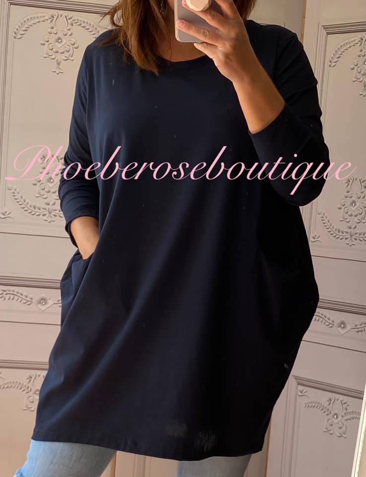 Pocket Longline Tunic/Top - Navy