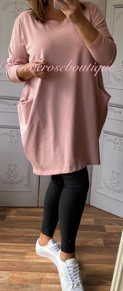 Pocket Longline Tunic/Top - Soft Pink - Image 3