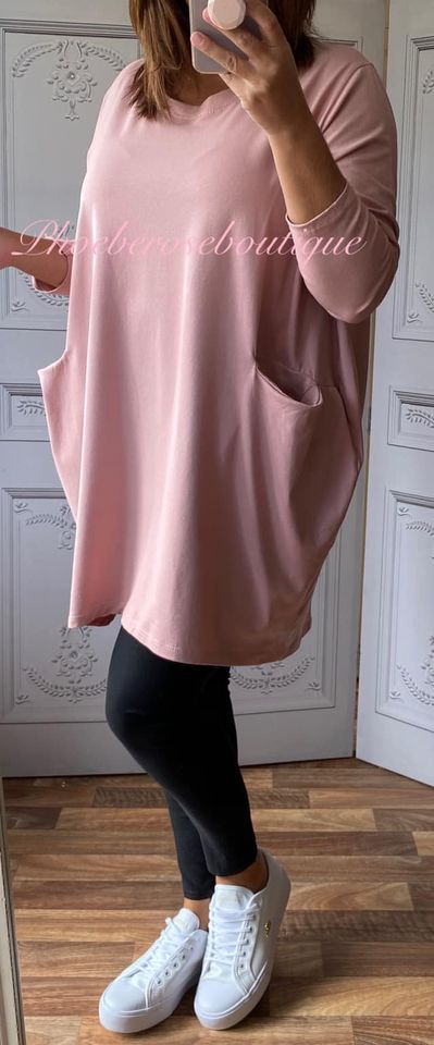 Pocket Longline Tunic/Top - Soft Pink