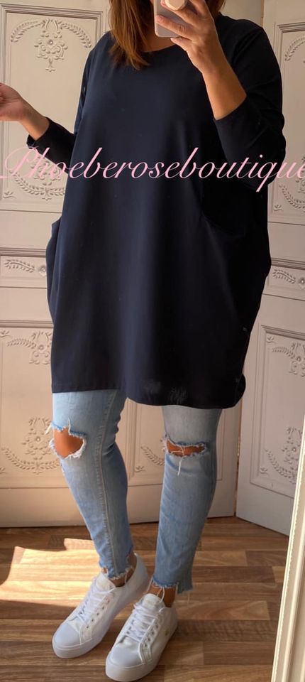 Pocket Longline Tunic/Top - Navy
