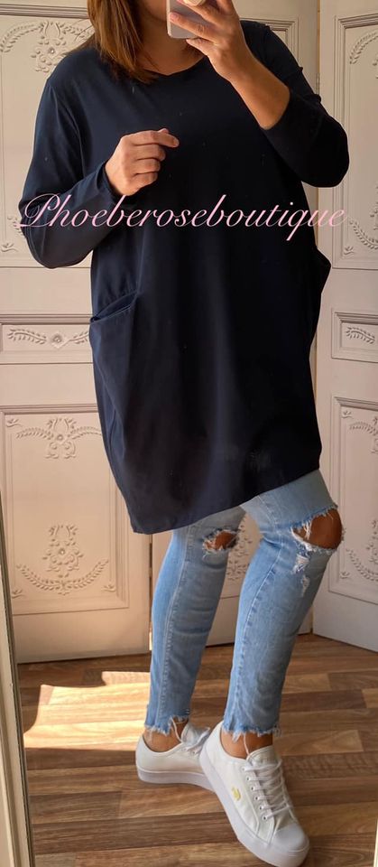 Pocket Longline Tunic/Top - Navy - Image 3