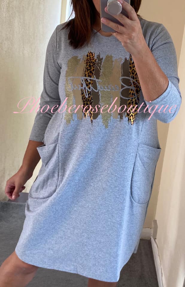 'Beautiful' Jersey Pocket Casual Dress - Soft Grey