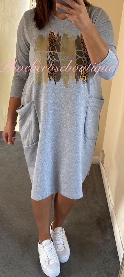 'Beautiful' Jersey Pocket Casual Dress - Soft Grey