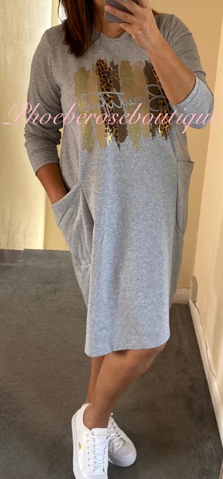 'Beautiful' Jersey Pocket Casual Dress - Soft Grey - Image 3
