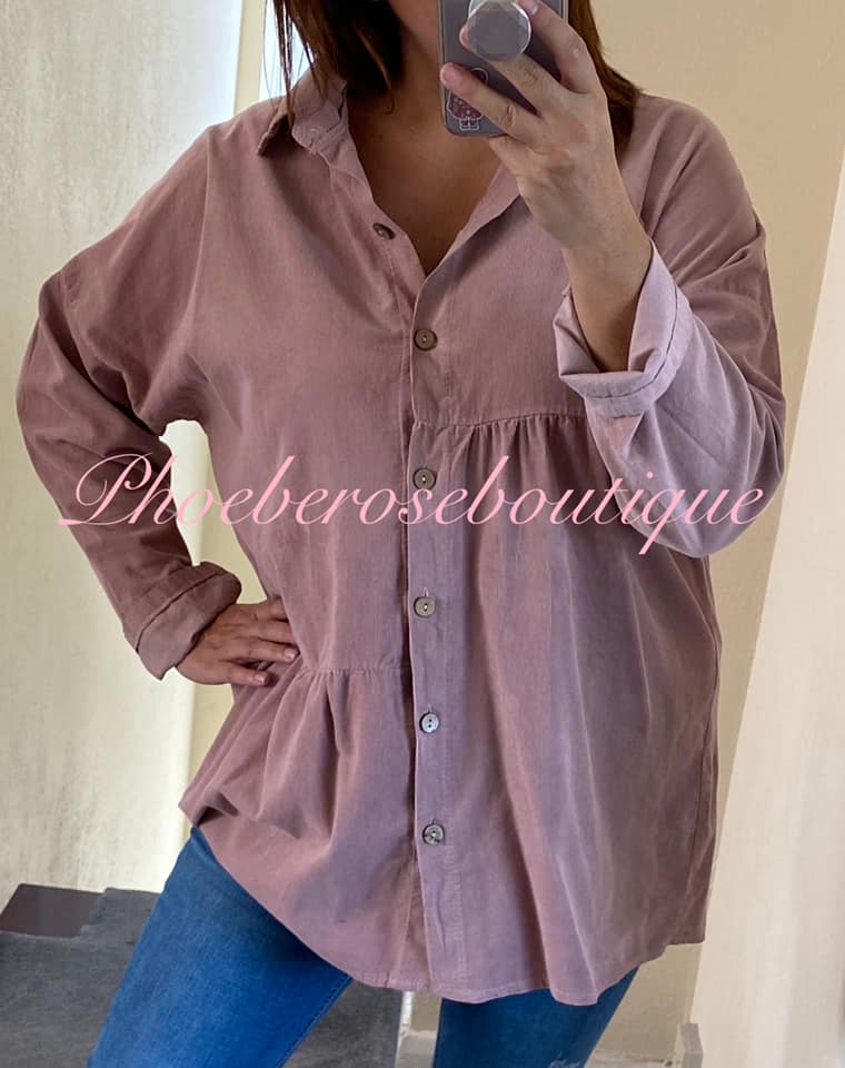 Soft Cord Tiered Shirt - Soft Pink