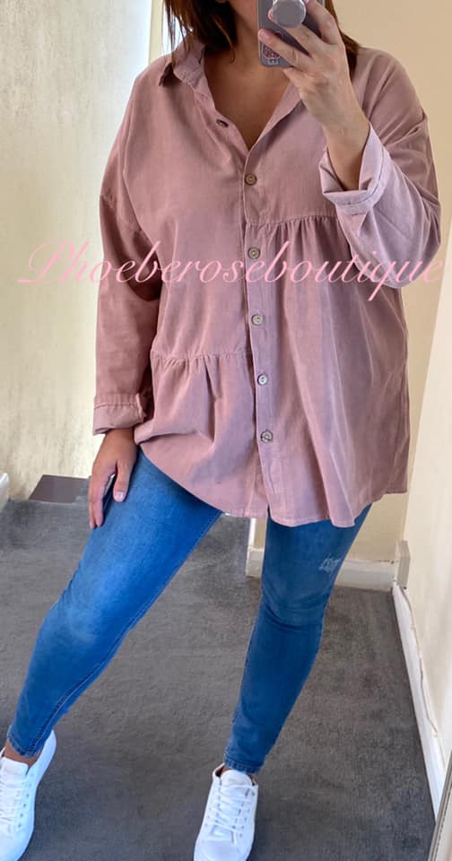 Soft Cord Tiered Shirt - Soft Pink - Image 3