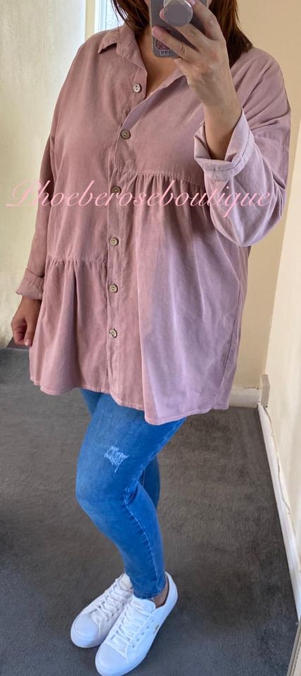 Soft Cord Tiered Shirt - Soft Pink