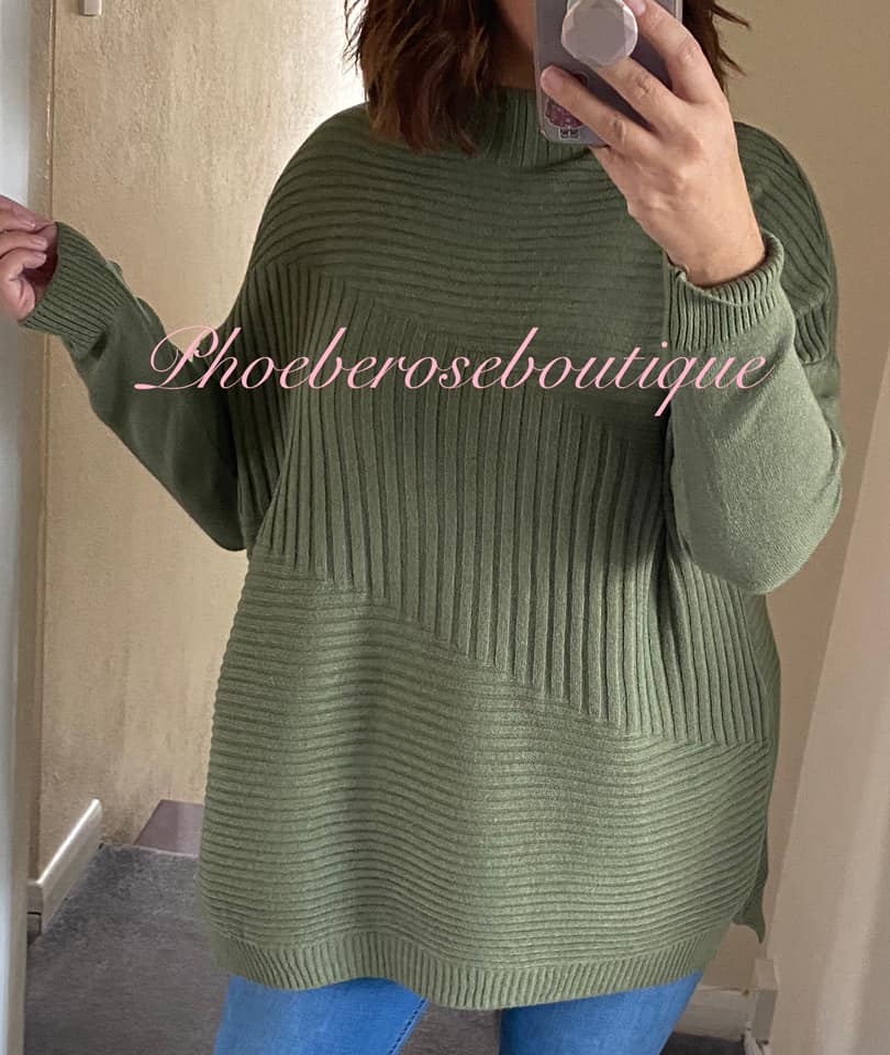 Multi Rib High Neck Super Soft Knit Jumper - Fern Green