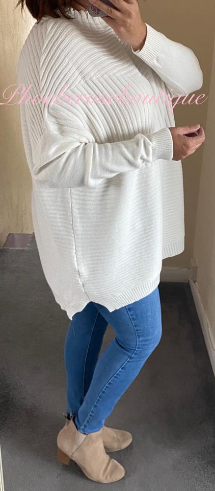 Multi Rib High Neck Super Soft Knit Jumper - Cream