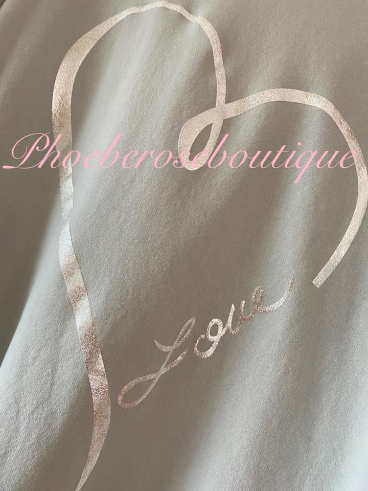 Metallic Love Design Lightweight Pocket Sweat Top/Tunic - Soft Grey