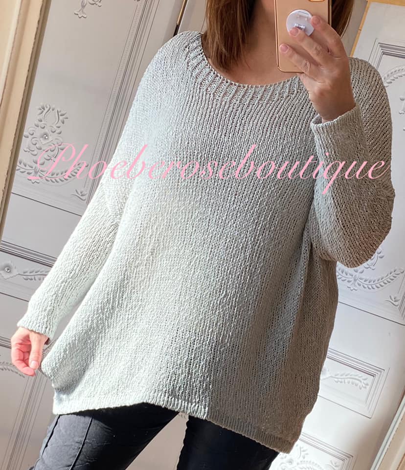 Lux Cotton Lightweight Slouch Jumper - Silver Grey