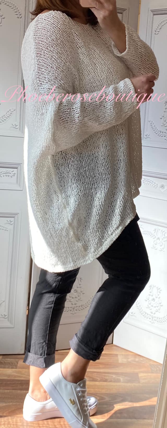 Lux Cotton Lightweight Slouch Jumper - Cream
