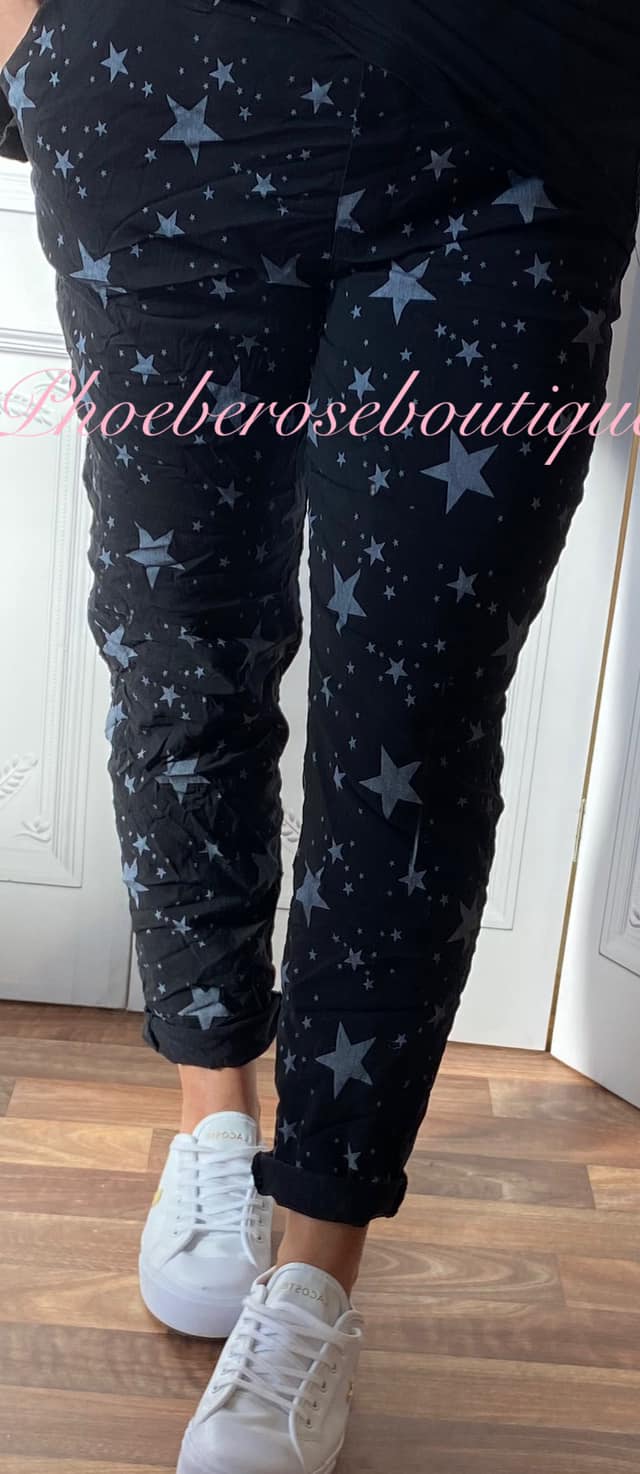 Magic Super Stretch Star Print Trousers - Black