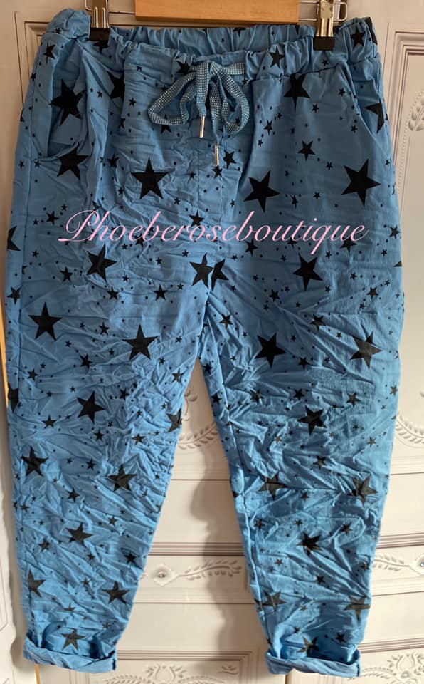 Magic Super Stretch Star Print Trousers - Denim Blue