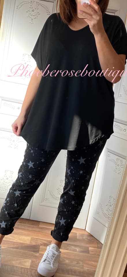 Magic Super Stretch Star Print Trousers - Black - Image 3