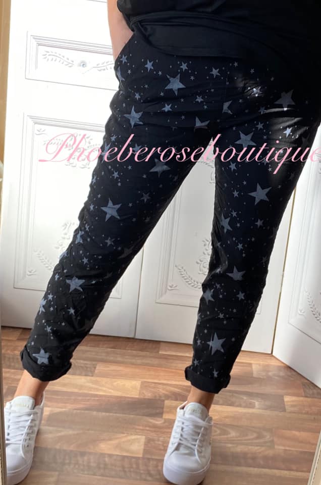 Magic Super Stretch Star Print Trousers - Black