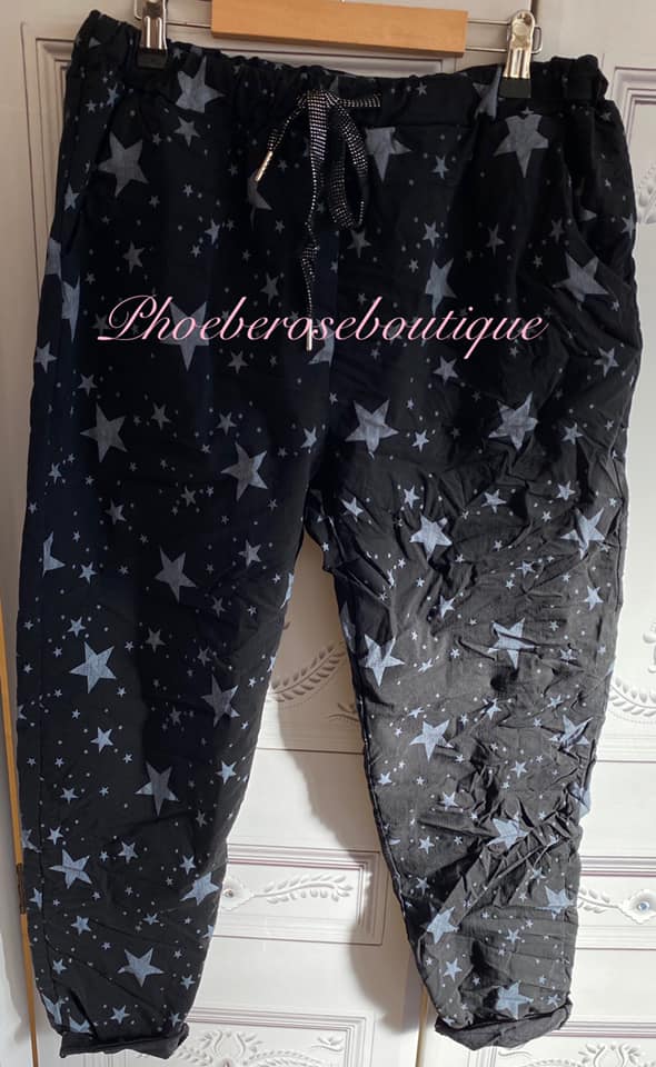 Magic Super Stretch Star Print Trousers - Black - Image 2