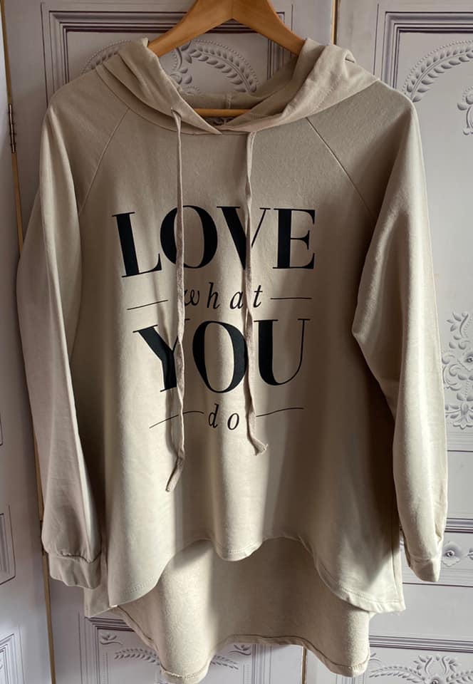 Do What You Love - Logo Hooded Top - Stone