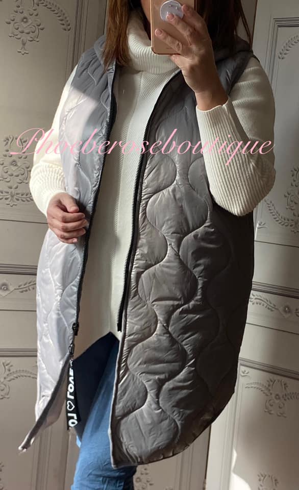 Lux Hooded Padded Gilet - Soft Grey