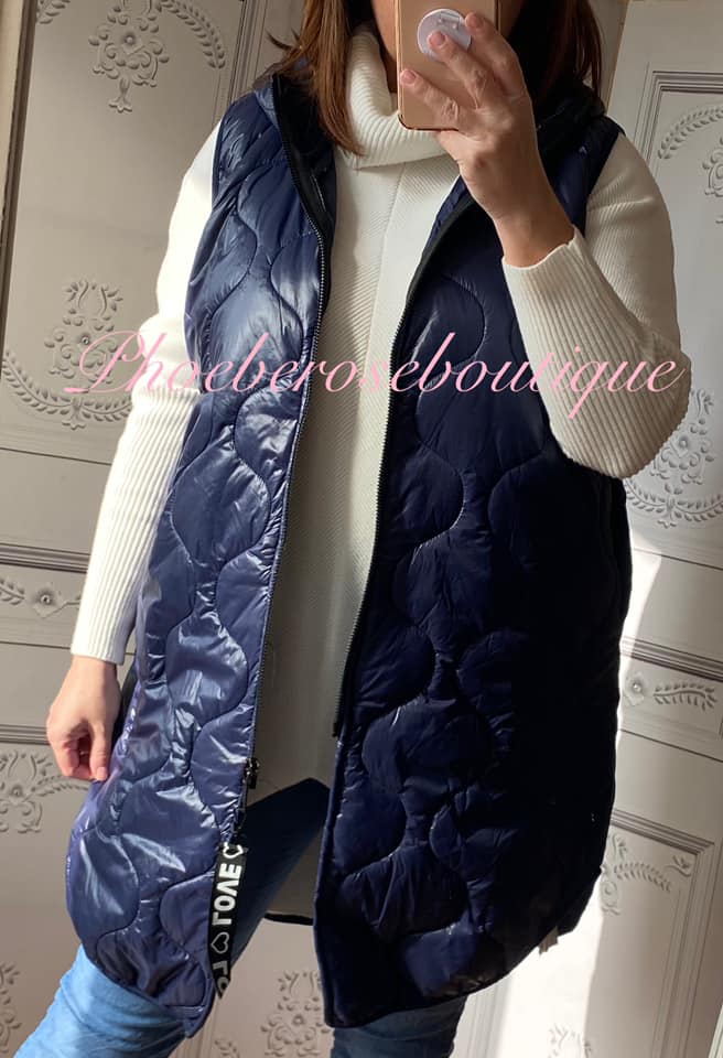 Lux Hooded Padded Gilet - Navy