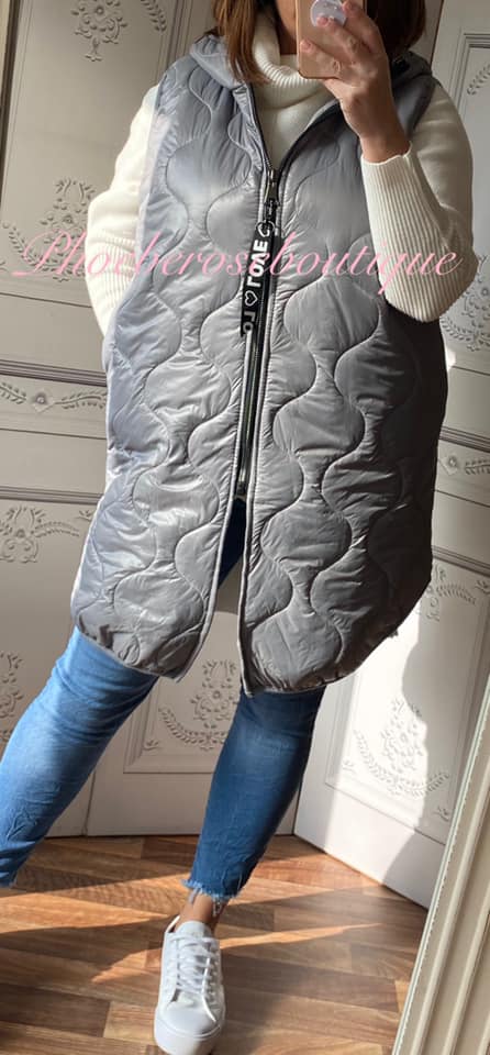 Lux Hooded Padded Gilet - Soft Grey - Image 3