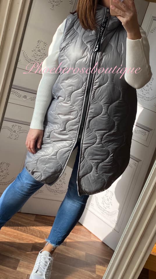 Lux Hooded Padded Gilet - Soft Grey