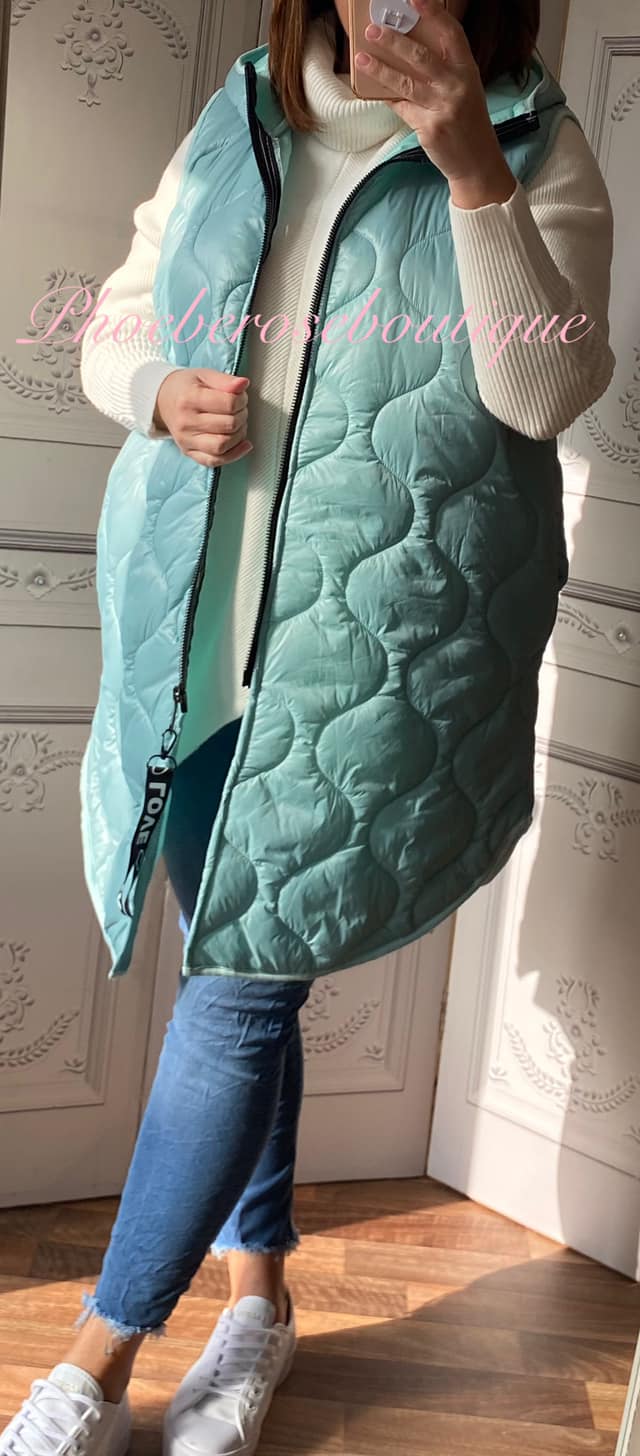 Lux Hooded Padded Gilet - Mint