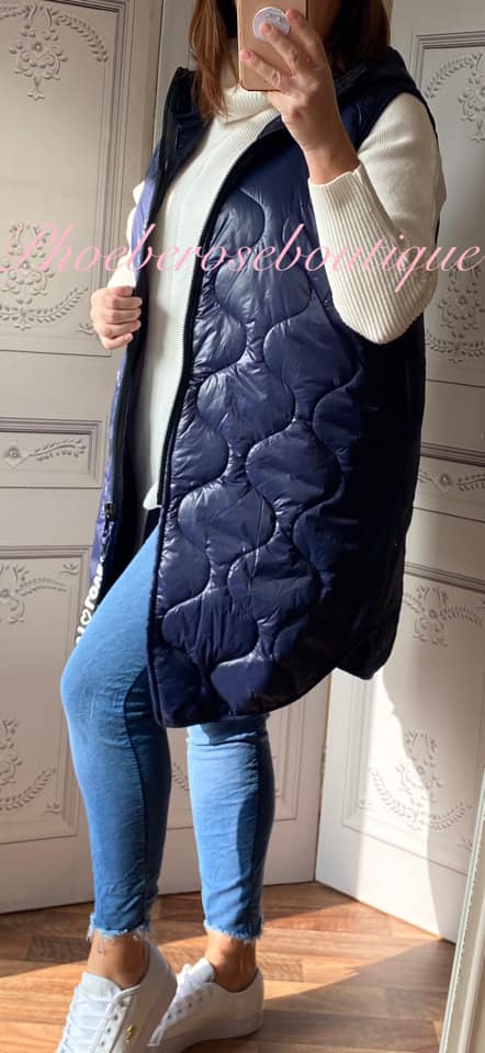 Lux Hooded Padded Gilet - Navy
