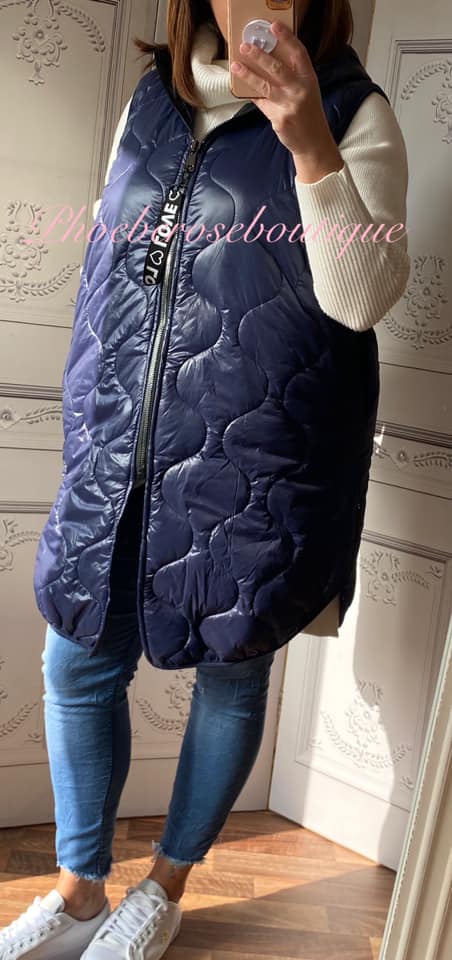Lux Hooded Padded Gilet - Navy - Image 3