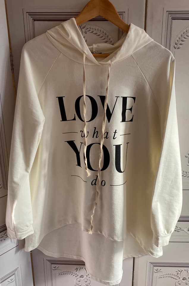 Do What You Love - Logo Hooded Top - Cream