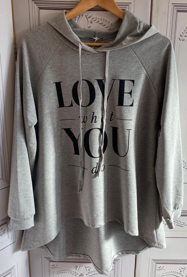 Do What You Love - Logo Hooded Top - Grey