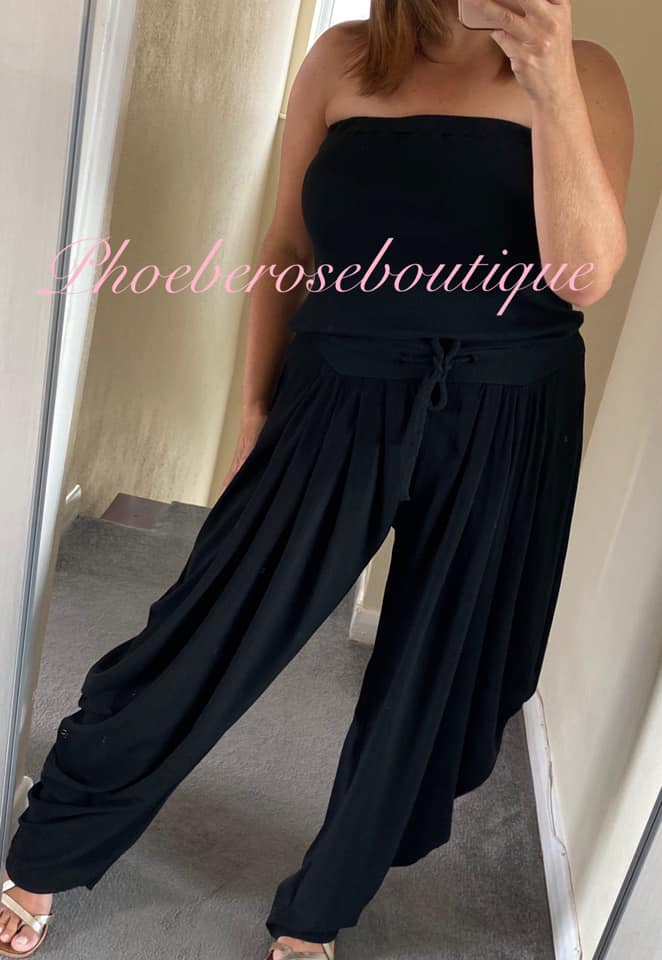 Lux Bandeau Loose Fit Jumpsuit Black » Phoebe Rose Boutique