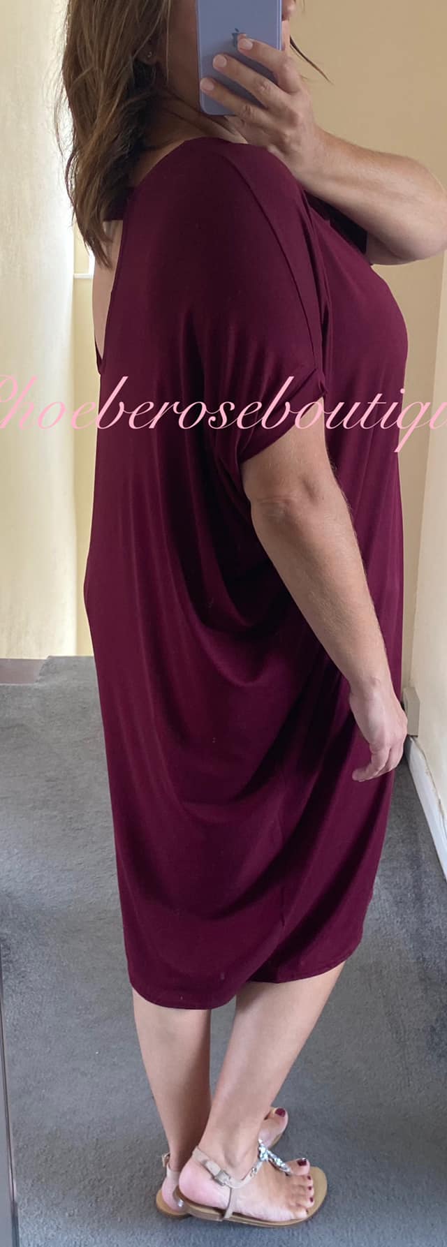 Jersey Cut Out Back Slouch Midi Dress - Deep Red