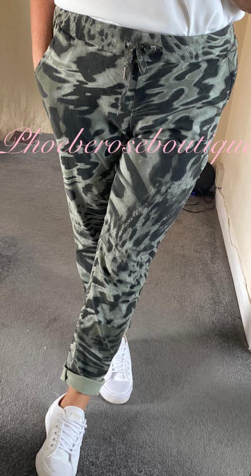 Magic Stretch Trousers Animal Print - Khaki - Image 3