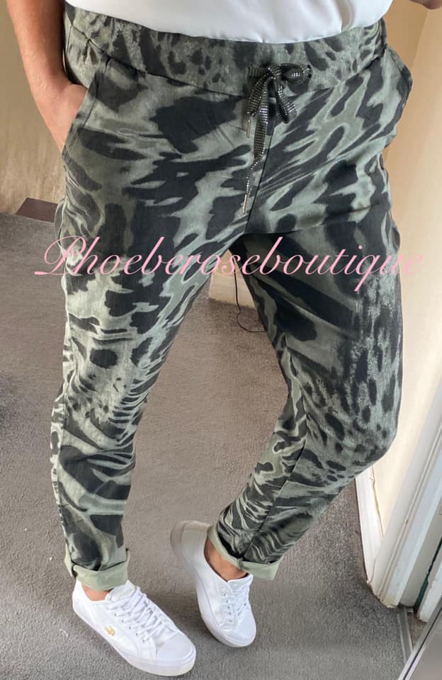 Magic Stretch Trousers Animal Print - Khaki