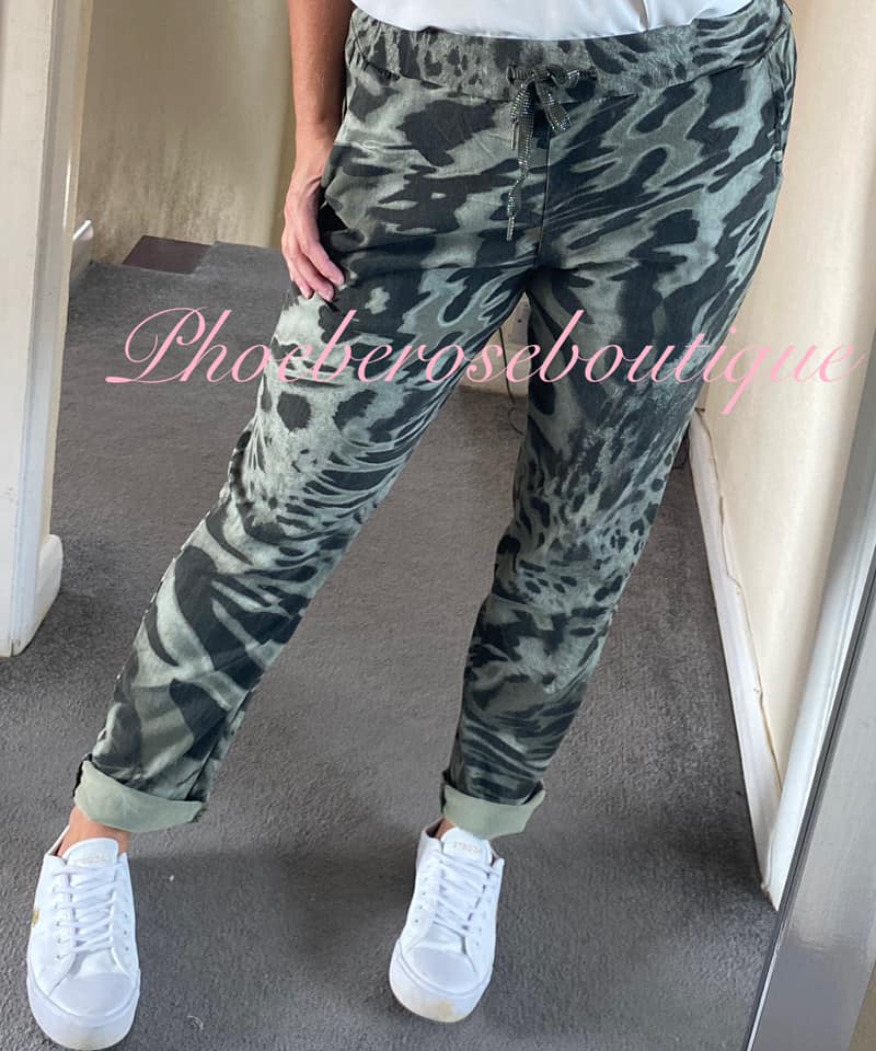 Magic Stretch Trousers Animal Print - Khaki