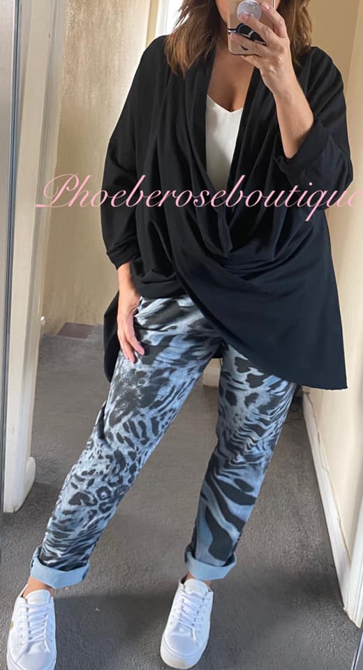 Magic Stretch Trousers Animal Print - Denim Blue - Image 3