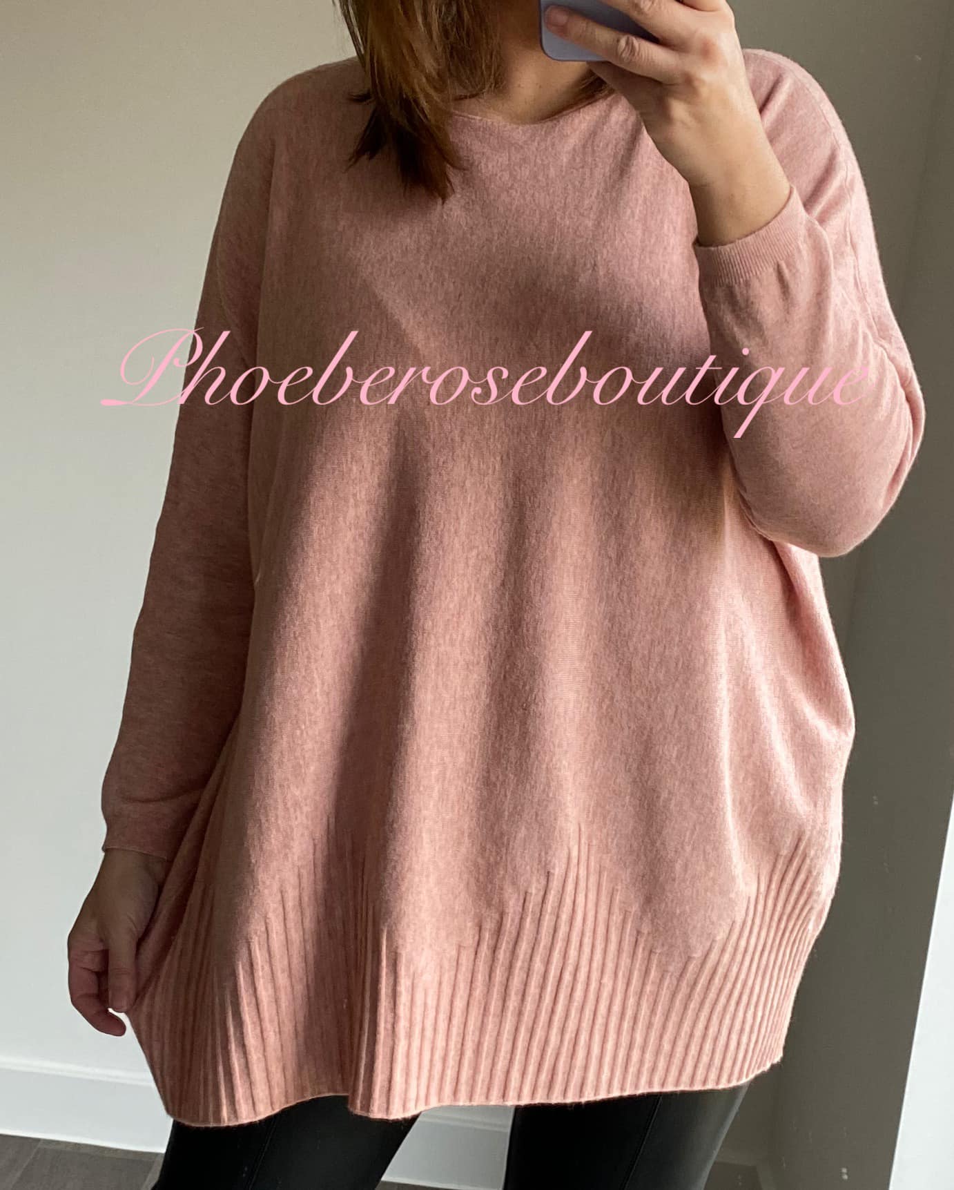 Lux Supersoft Knit Ribbed Hem Detail Jumper - Soft Dusky Pink
